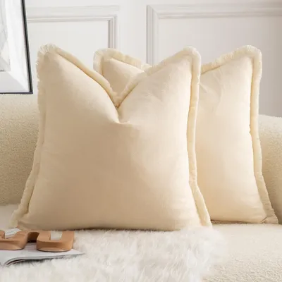 Produktbild von Set mit 2 Baumwollkissenbezügen – Boho-Stil – Beige