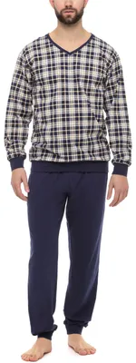 Image de Pyjama pour homme Timone TI30-107 (à carreaux bleus marine, XL)