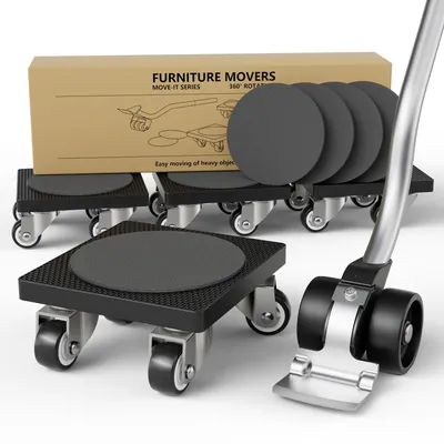 Image de Lot de roulettes de transport pour déplacer des meubles lourds, roulettes lisses en TPE de 3,17 cm (1,25 pouce), capacité de charge maximale de 227 kg, lève-meubles pour charges lourdes avec roulettes de transport.