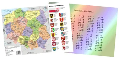 Immagine prodotto di Podkładka na biurko A3 dwustronna, Mapa Polski i Tabliczka Mnożenia