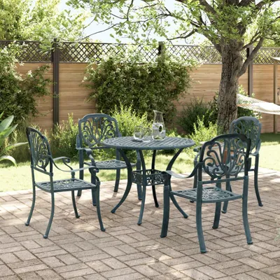 Image de vidaXL Ensemble de salle à manger de jardin 5 pièces en aluminium moulé vert