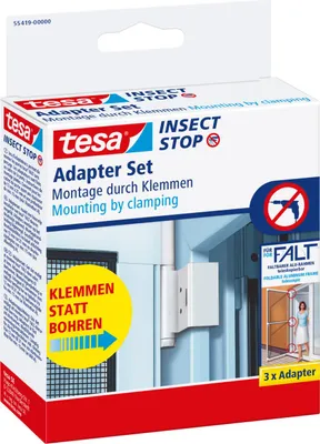 Produktbild von tesa Fliegengitter Adapter für Alu Insektenschutz Türe FALT Klemme Zubehör weiß