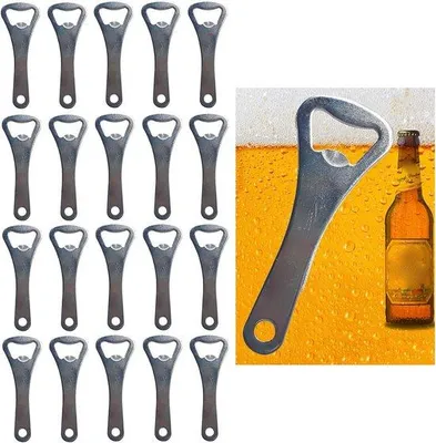 Obrázek produktu pro Sada 20 ks nerezových otvíráků na pivo ve formě přívěsků – 9cm přívěsky pro bary a restaurace (stříbrné)