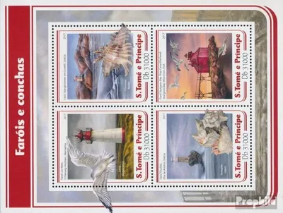 Produktbild von Briefmarken Sao Tome e Principe 2017 Mi 7033-7036 Kleinbogen (kompl. Ausgabe) postfrisch Leuchttürme und Muscheln