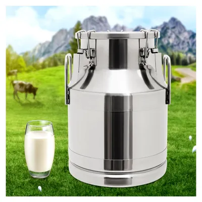 Produktbild von Edelstahl Milchkanne mit Deckel und Tragebügel, luftdicht, für Flüssigkeiten oder Feststoffe (10L)