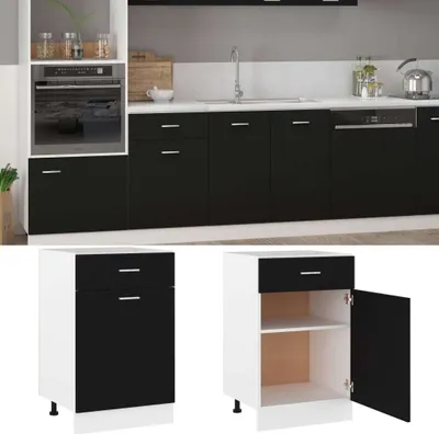 Produktbild von vidaXL Szafka dolna z szufladami czarna 50x46x81,5 cm płyta wiórowa