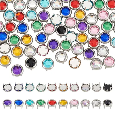 100 Strass-Klauenperlen, 10 Farben, 8 mm, rund, für DIY-Kleidung