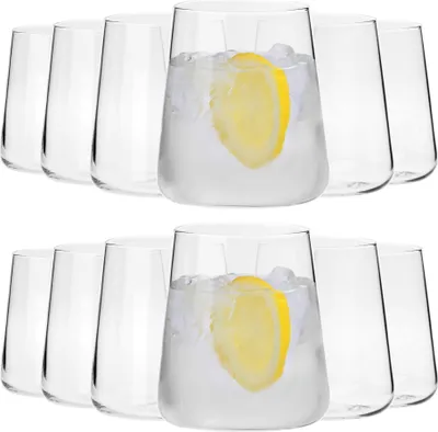 Produktbild von KIAPPO Trinkgläser Set 380 ml - 12 Stück Gläsern - Weißweingläser - Kristallglas - Ideal für Gin, Saft und Wasser - Perfekt Zuhause oder Restaurant
