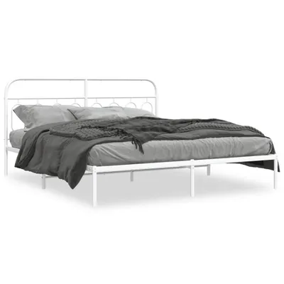 Produktbild von vidaXL Bettgestell mit Kopfteil Metall Weiß 193x203 cm