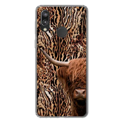 Produktbild von MuchoWow® Handyhülle Schutzhülle Hülle für Huawei P20 Lite (2020) Schottischer Highlander - Kuh - Pantherdruck Silikon Softcase Handy Hülle - Kartenhalter