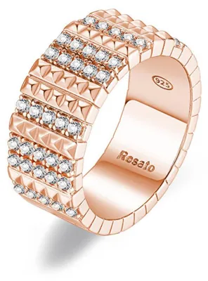 Immagine prodotto di Anello Cubica RZCU58 in bronzo lucido con zirconi - circonferenza: 58 mm.