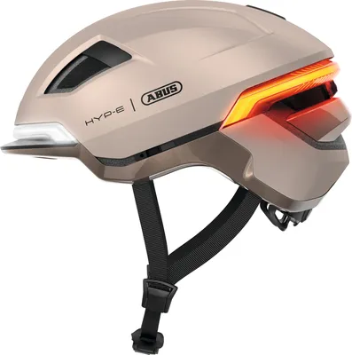 Zdjęcie produktu dla Kask rowerowy ABUS HYP-E - kask z przednim światłem, tylnym światłem i kierunkowskazem - nadaje się również do jazdy na rowerach elektrycznych i pedelekach S - dla nastolatków i dorosłych - beżowy, rozmiar L (57-61 cm)