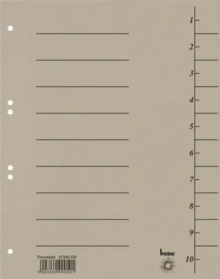 Image de Bene Trennblatt 97300GR A4 Karton grau 100 St./Pack.