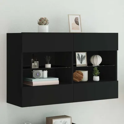 Produktbild von vidaXL TV-Wandschrank mit LED-Leuchten Schwarz 98,5x30x60,5 cm