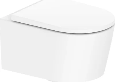 Produktbild von VIGOUR white V4 Wand-WC-Set Hänge-WC-Set PowerFLUSH spülrandlos mit verdeckter Befestigung inkl. WC-Sitz Absenkautomatik Montageset, Weiß matt