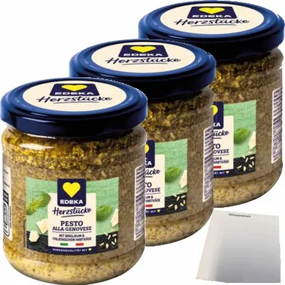 Produktbild von EDEKA Pesto Genovese 3er Pack (3x190g Glas) + usy Block
