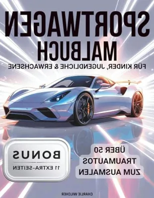 Productafbeelding van Sportwagen Malboek - Auto Tekeningen - Ontspannend Tekenen - 50+ Supercars - 106 Pagina's - Niet Van Toepassing