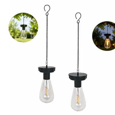 Produktbild von Solar LED Glühbirne für außen, Gartenlaterne Ersatzlicht mit LED Filament, Solar Hängeleuchte Garten Deko, warmweiß, automatisch,