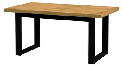 Produktbild von Esstisch mit U-Form-Beinen 160x90x75 cm aus massivem Kiefernholz, Esszimmertisch, Speisetisch, Restauranttisch, Küchentisch, rustikaler Tisch