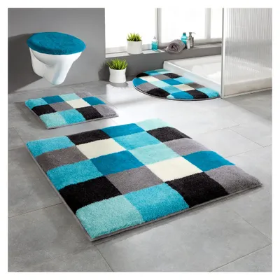 Produktbild von Badematte Kreta in Türkis, 70x120 cm, rutschhemmender Badteppich, geeignet für Fußbodenheizung - weicher Hochflor