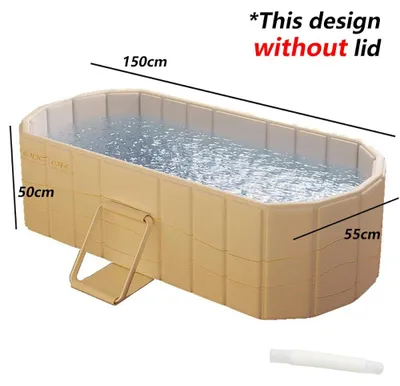 Produktbild von Faltbare Badewanne aus PVC - Tragbare Badewanne für Erwachsene - Große freistehende Badetonne 150×55×50 cm - Ohne Deckel - 1,5 m