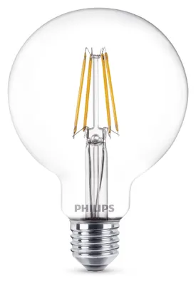 Image de Ampoule LED à filament Philips Globe G95 6 W = 60 W, culot E27, transparente, blanc chaud 2700 K
