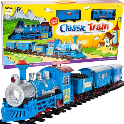 Produktbild von MalPlay Rennstrecken-Set mit Zug | Bahnstrecke| Rennwagen-Bahn | Zug mit Waggons | Spielzeug für Kinder ab 3 Jahren