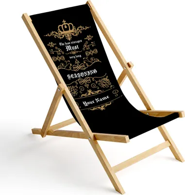 Produktbild von Personalisierbarer Holz Liegestuhl Klappbar Klappliegestuhl Sonnenliege Strandstuhl Wechselbezug Motiv Vintage [119]