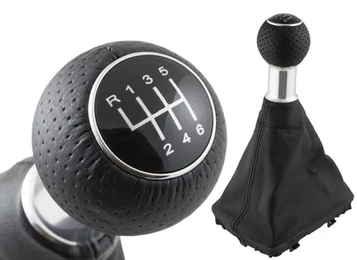 PREMIUM Schaltknauf Manschette Loch-Leder Alu Schwarz 6-Gang für Audi A4 B8 8K – Produktansicht