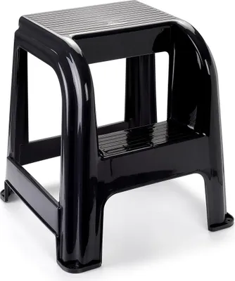 Produktbild von Plasticforte Tritthocker - 2 Stufen - schwarz - Kunststoff - 44 x 42 x 45 cm