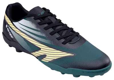 Image de Hi-Tec - Chaussures de football pour hommes, crampons fixes, modèle "Hilan" (IG5786) (Taille 44,5 EU) (Noir/Turquoise foncé/Jaune clair)
