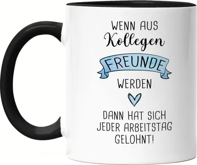 Produktbild von Wenn Aus Kollegen Freunde Werden Tasse Schwarz Lieblingskollegin Büro-Tasse Kollegin Geschenk