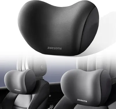 Obrázok produktu pre Polštár na krk do auta, Ergonomický, Pamäťová pena, Nastaviteľné popruhy, Čierny