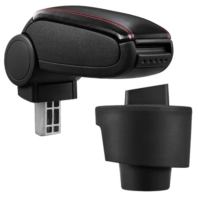 Armlehne Mittelarmlehne Leder Bezug Schwarz / Rot für Seat Ibiza IV 6J 2009 – Produktansicht