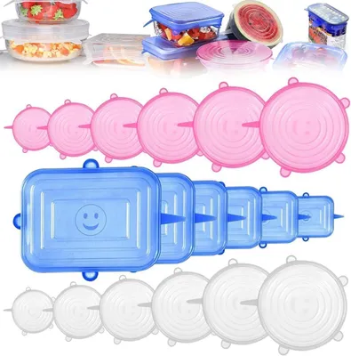 Imagen del producto de Tapas de silicona, juego de 18 piezas, elásticas, libres de BPA, universales, para cuencos y recipientes