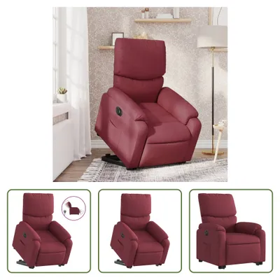 Zdjęcie produktu dla Fotel The Living Store Relax ze wspomaganiem elektrycznym, tkanina w kolorze czerwonego wina