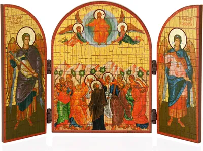Produktbild von NKlaus Christi Himmelfahrt Ikone Triptychon Holz 25x16cm Christlich 13877