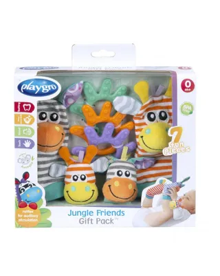 Produktbild von Playgro - Geschenkset mit Rasselsocken und Armbändern „Jungle Friends“