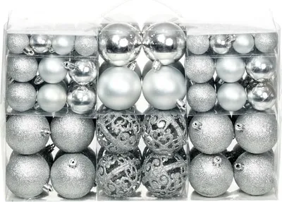 Produktbild von "2026 Promotion" 100-tlg. Weihnachtskugel-Set 3/4/6 cm Silbern - Christbaumschmuck CC2434