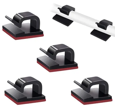 Produktbild von Kabelclips Kabelklemme Kabelhalter - 50 Stück - Schwarz - Für Schreibtisch und Kabel