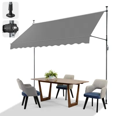 Produktbild von FCH Balkonmarkise 300x120x(200-300) cm Gelenkarm Markise Klemmmarkise Sonnenmarkise Balkon ohne Bohren - Beschattung Terrasse & Balkon,Grau