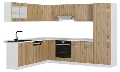 Immagine prodotto di Cucina angolare completa Vicco R-Line Rovere artigianale/Bianco 287 x 227 cm, PL Marmo, Model 48983