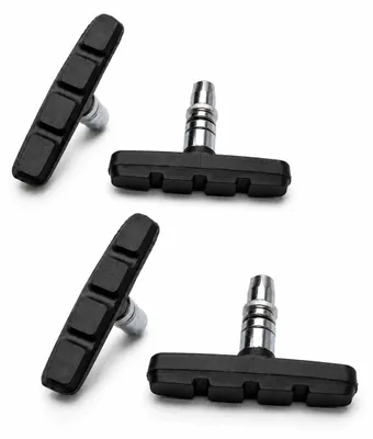 Image de 4 pièces kit de frein vélo pour Shimano | 2 paires de patins de frein noir pour le vélo | V-brake 70mm V-brake symétrique | plaquettes de frein | gommes de frein | kit de patins de frein | patins de frein V-brake | mâchoires de frein VTT