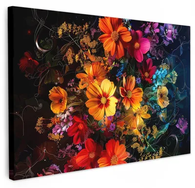 Image de Tableau sur toile, dimensions 120x80 cm - Décoration murale pour salon - Décoration murale pour chambre - Motifs floraux - Couleurs vives - Qualité supérieure