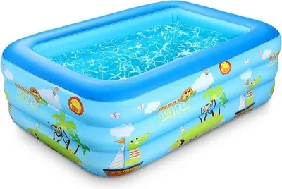 Produktbild von Famanu Kinderpool Aufblasbar - Rechteckig, 150 cm x 106 cm x 48 cm