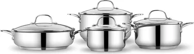 Image de Set de casseroles Korkmaz Lea 8 pièces en acier inoxydable 18/10 Ø 16 x 8 cm