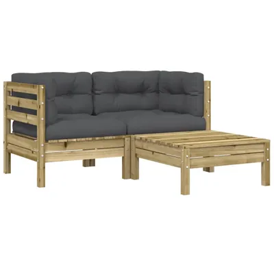 Image de Canapé de jardin avec coussins et repose-pied 2 places