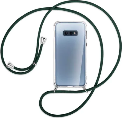 Produktbild von Handykette Backcover-Schutzhülle mit Band (Metall silberfarben) für Samsung Galaxy S10e - dunkelgrün