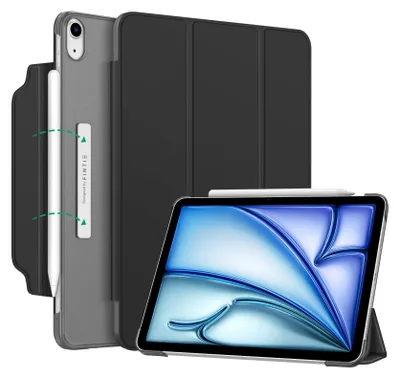 Produktbild von Fintie Hülle für iPad Air 11 Zoll (M4/M3/M2, 2026/2025/2024), iPad Air 5/4 Gen Case (10,9 Zoll, 2022/2020) - [Magnetverschluss] Leichte Standhülle mit Durchscheinend Mattierter Rückseite, Schwarz