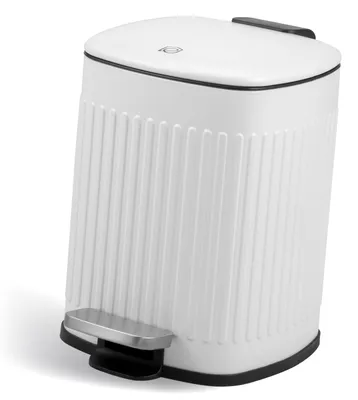 Image de eluno Seau à cosmétique, poubelle à pédale, capacité 6 litres, poubelle pour salle de bain, cuisine, chambre avec seau intérieur en plastique amovible, blanc